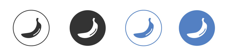 Banana icon collection for app in black and blue colors