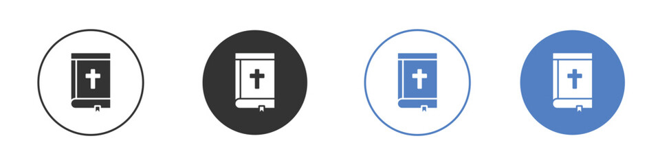 Bible icon collection for app in black and blue colors