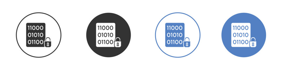 Binary Lock icon collection for app in black and blue colors