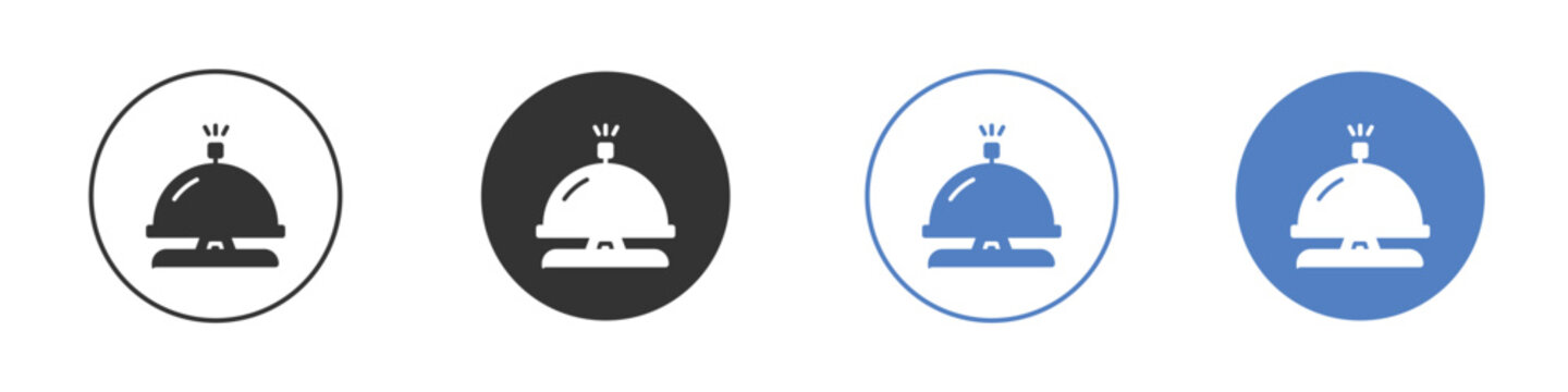 Bell concierge icon collection for app in black and blue colors