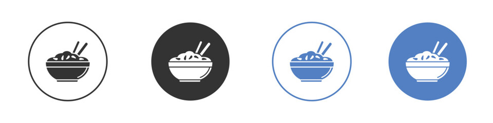 Bowl rice icon collection for app in black and blue colors