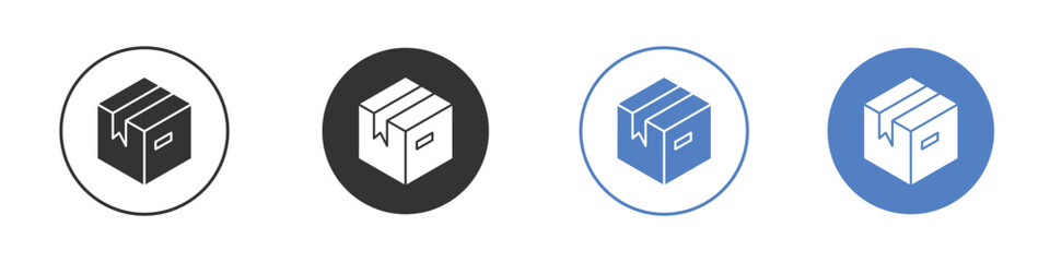 Box icon collection for app in black and blue colors