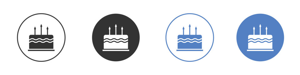 Cake icon collection for app in black and blue colors