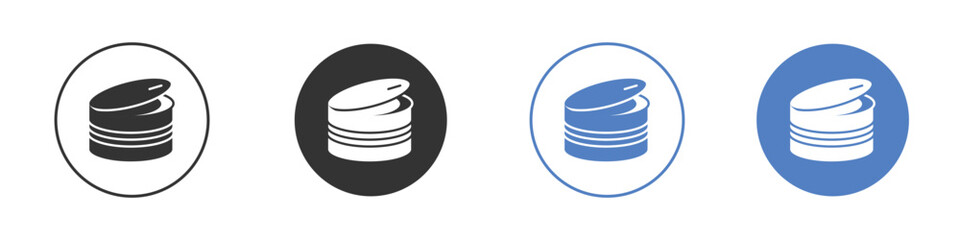 Canned food icon collection for app in black and blue colors