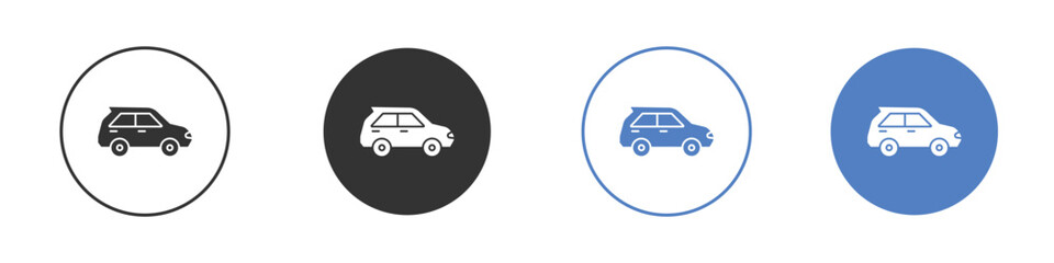 Car icon collection for app in black and blue colors