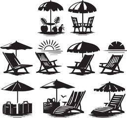  Beach chair silhouettes collection © Joyadobe