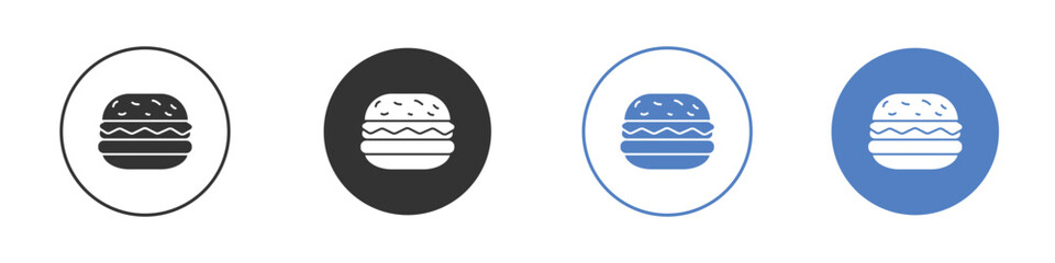 Cheese burger icon collection for app in black and blue colors