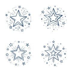 Stars hand drawn set of doodle vectors in sketch style