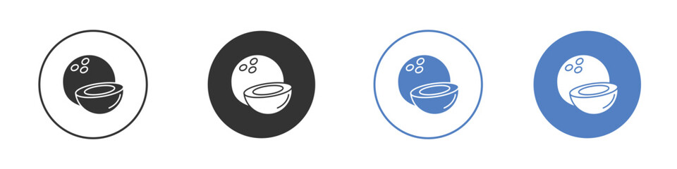 Coconut icon collection for app in black and blue colors