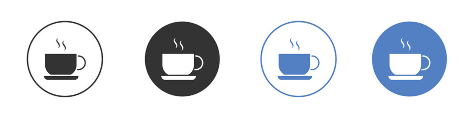 Coffee icon collection for app in black and blue colors