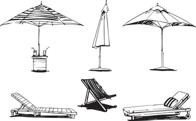  Beach chair silhouettes collection