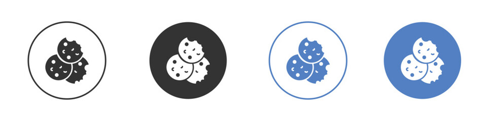 Cookie icon collection for app in black and blue colors