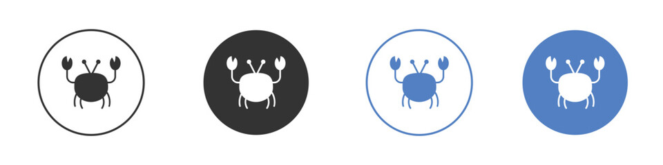 Crab icon collection for app in black and blue colors