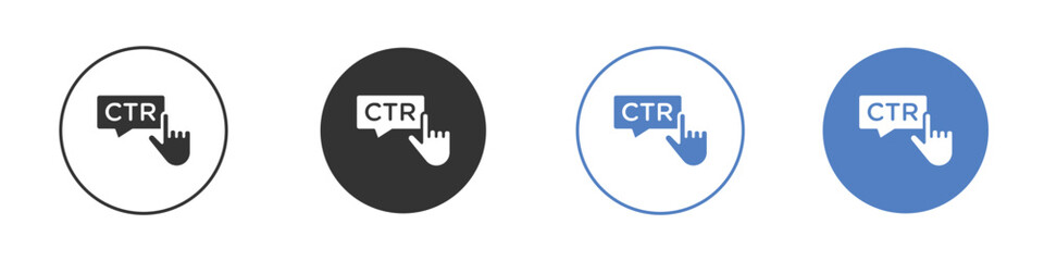 CTR icon collection for app in black and blue colors