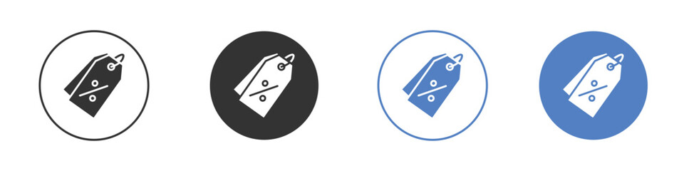 Discount tag icon collection for app in black and blue colors