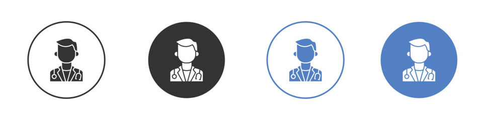 Doctor icon collection for app in black and blue colors