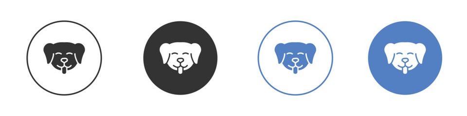 Dog icon collection for app in black and blue colors