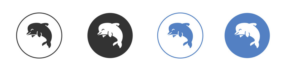 Dolphin icon collection for app in black and blue colors