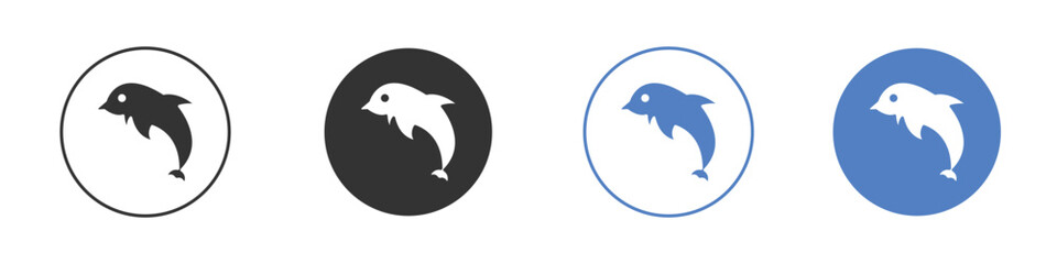 Dolphin icon collection for app in black and blue colors