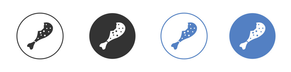 Drumstick bite icon collection for app in black and blue colors