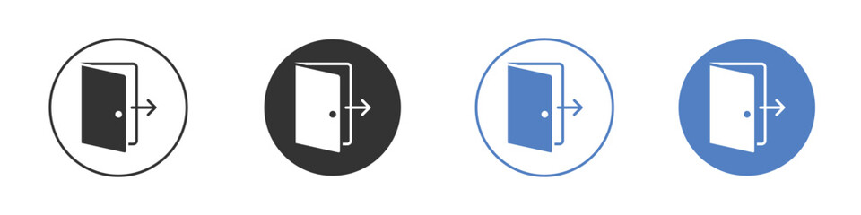 Exit icon collection for app in black and blue colors