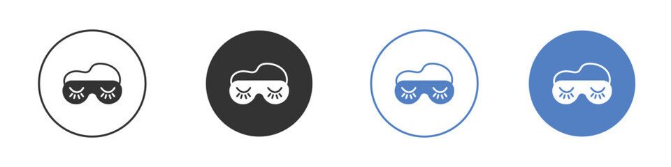 Eye mask icon collection for app in black and blue colors