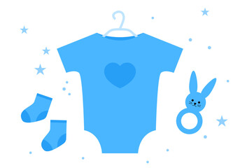 Romper for newborn baby vector illustration. Isolated jumpsuit, cute bodysuit and outfit for infant child, knitwear or cotton kids fashion and toddlers clothing, textile pajamas