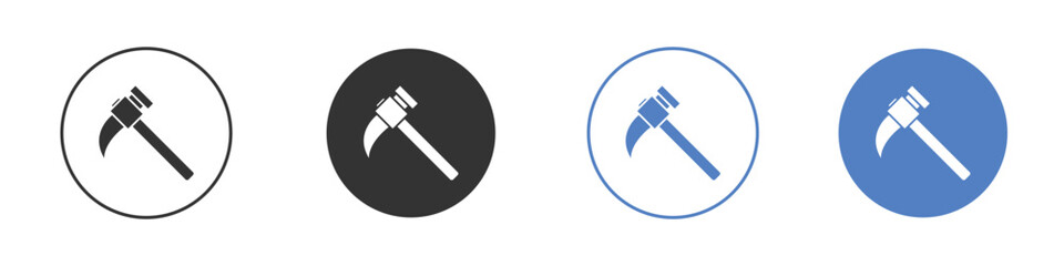 Hammer icon collection for app in black and blue colors