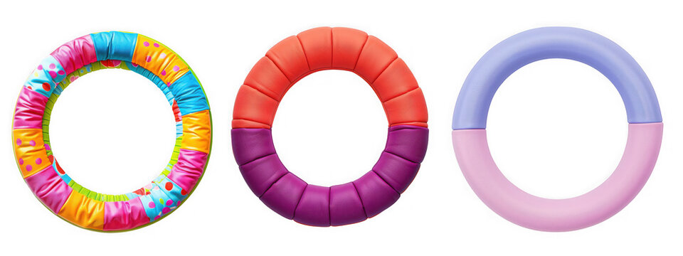 Colorful Hoopa Hola rings toy collection isolated on a transparent background