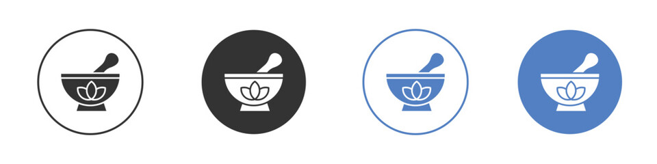 Herbal medicine icon collection for app in black and blue colors