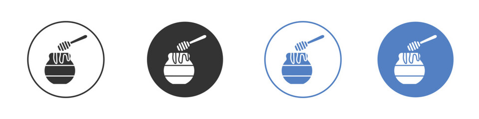 Honey pot icon collection for app in black and blue colors