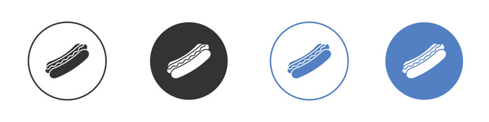 Hot dog icon collection for app in black and blue colors