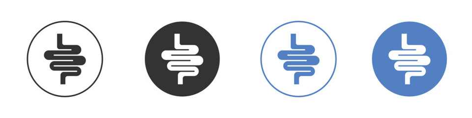 Intestines icon collection for app in black and blue colors