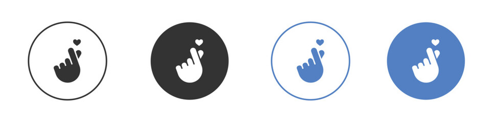 Obraz premium korean heart icon collection for app in black and blue colors