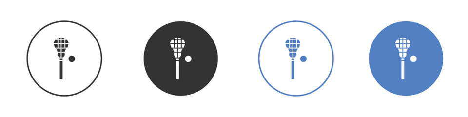 Lacrosse stick ball icon collection for app in black and blue colors