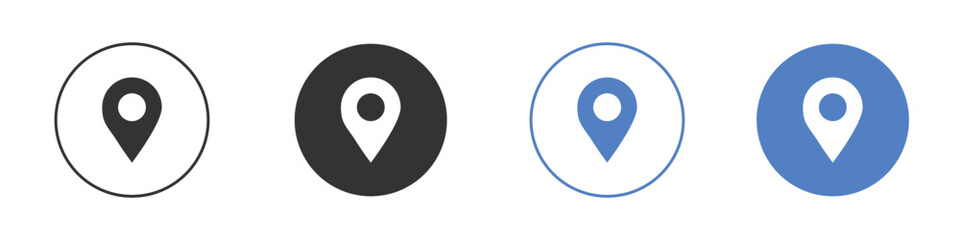 Location icon collection for app in black and blue colors