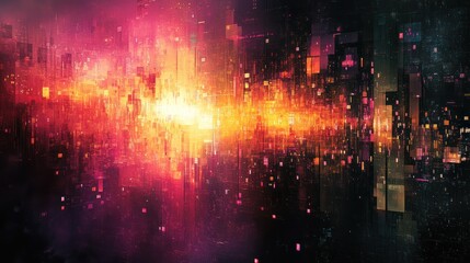 Fototapeta premium Abstract cityscapes, vibrant lights, futuristic cityscape