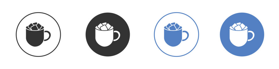 Marshmallows Mug icon collection for app in black and blue colors
