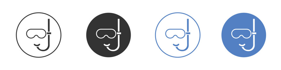 Mask snorkel icon collection for app in black and blue colors