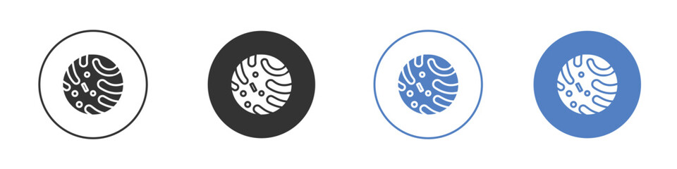 Mercury icon collection for app in black and blue colors