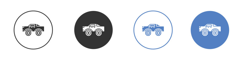 Monster truck icon collection for app in black and blue colors © Win