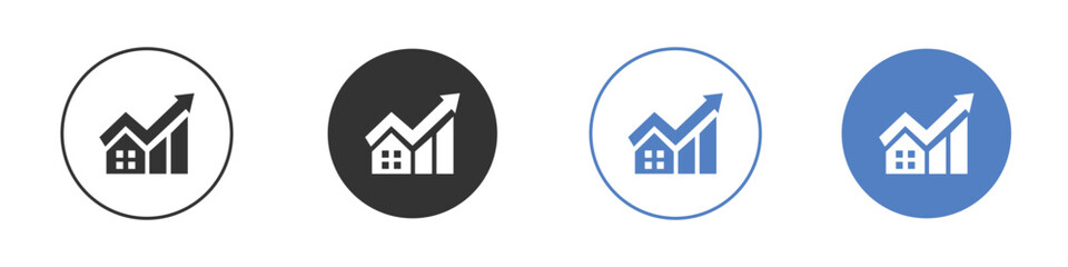 Mortgage icon collection for app in black and blue colors