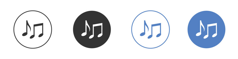 Music icon collection for app in black and blue colors