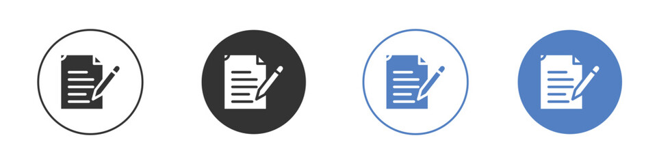 Note icon collection for app in black and blue colors