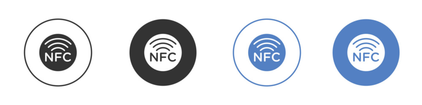 NFC icon collection for app in black and blue colors
