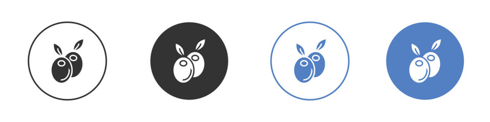 Olive icon collection for app in black and blue colors