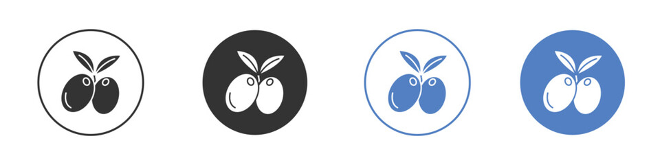 Olive icon collection for app in black and blue colors