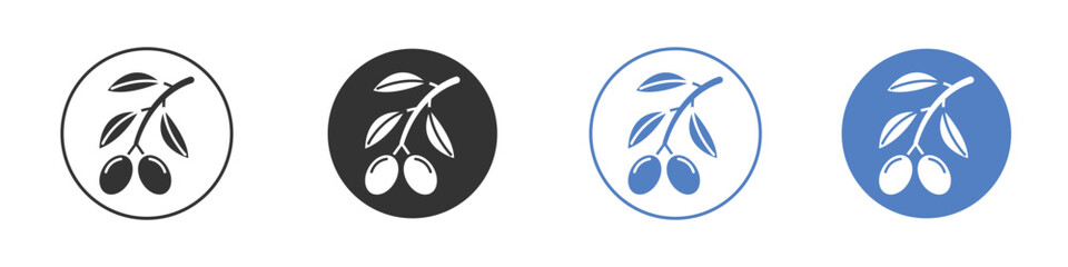 Olives icon collection for app in black and blue colors