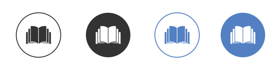 open book icon collection for app in black and blue colors