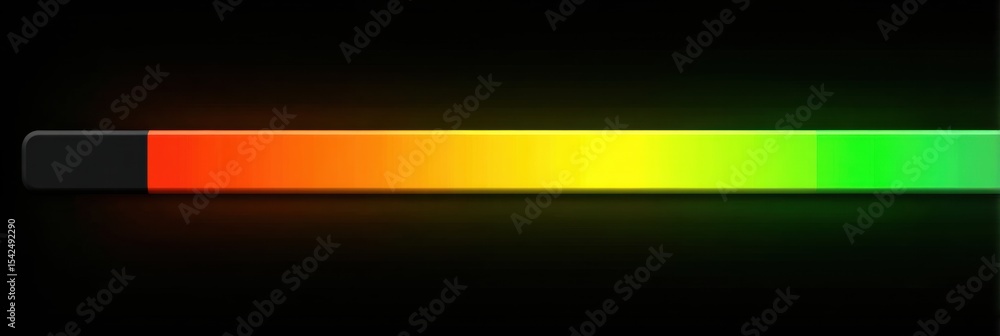 Aufkleber Emotional Spectrum Bar Displaying Vibrant Glowing Segments in a Smooth Gradient From Red to Green on a Dark Background